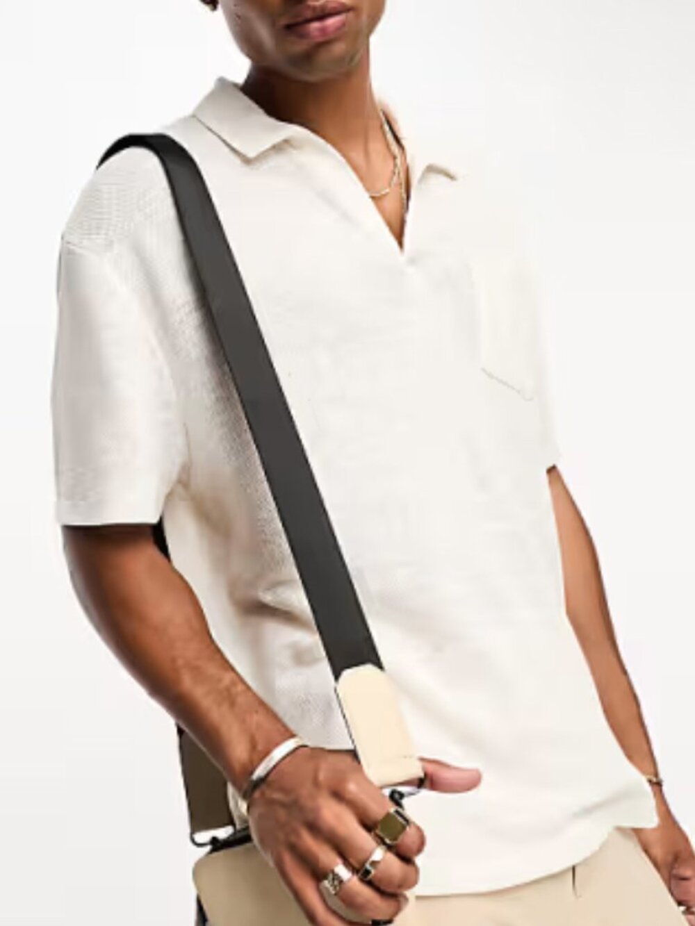 ASOS DESIGN relaxed textured polo in beige